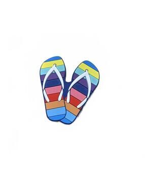 New X Large Croc Charm Colorful Striped Flip Flop Enamel Pin 3 inchs